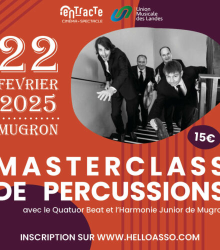 Masterclass Percussions le 22 Février 2025 à Mugron